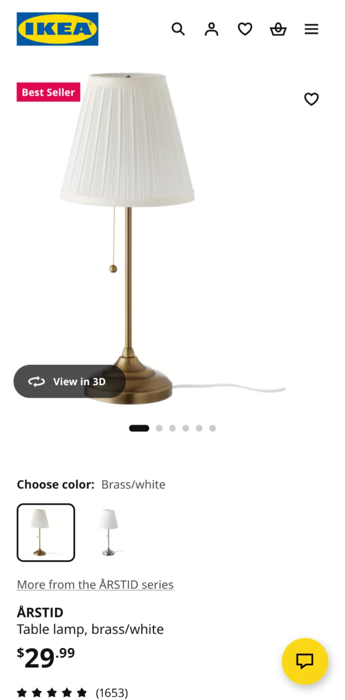 IKEA ÅRSTID Table Lamp, Brass/White