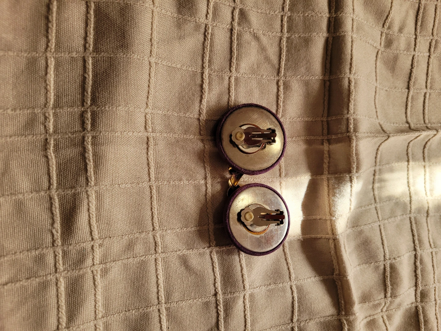 Vintage Purple Button Clip-On Earrings with Gold Knots - photo 2