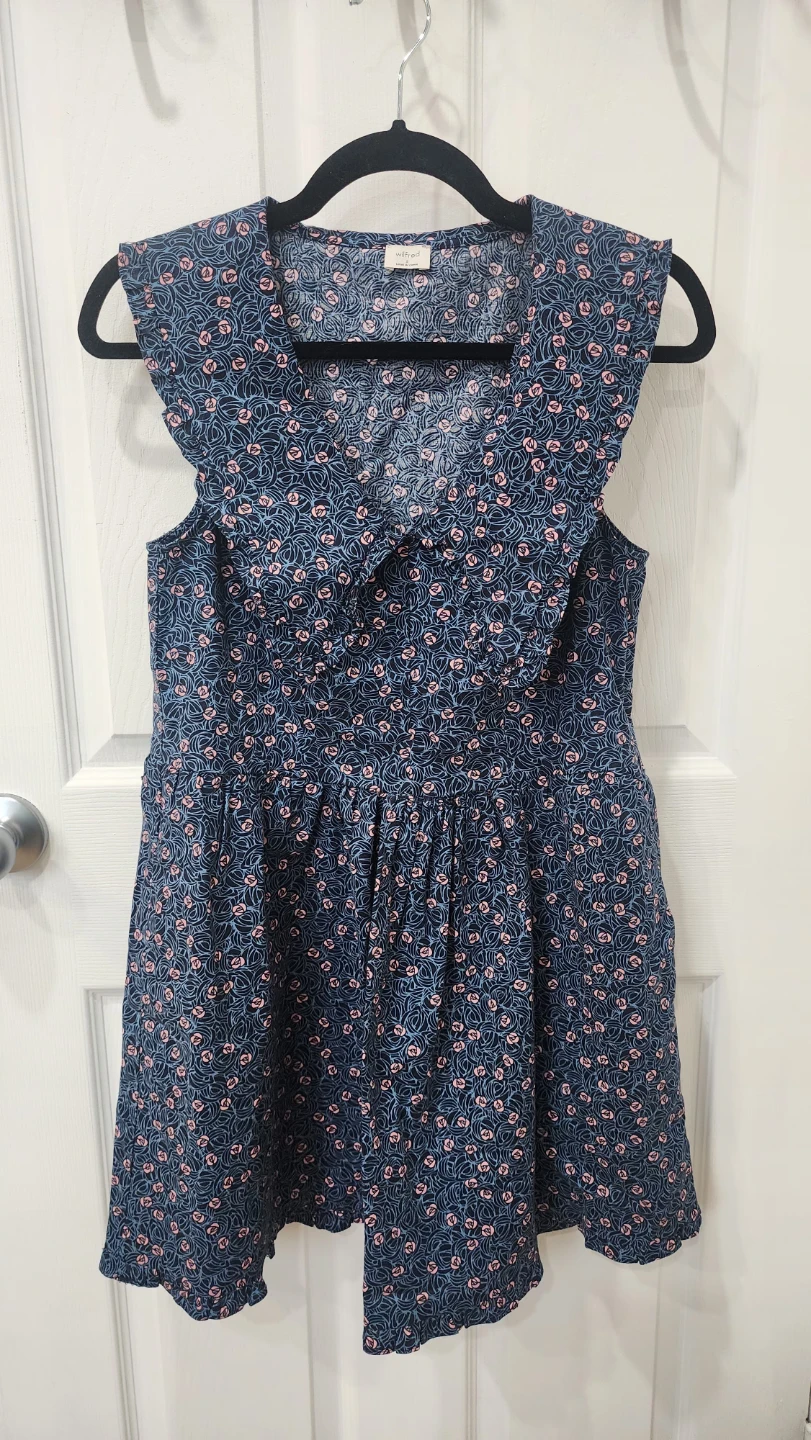 Wilfred Navy Floral Ruffle Collar Dress