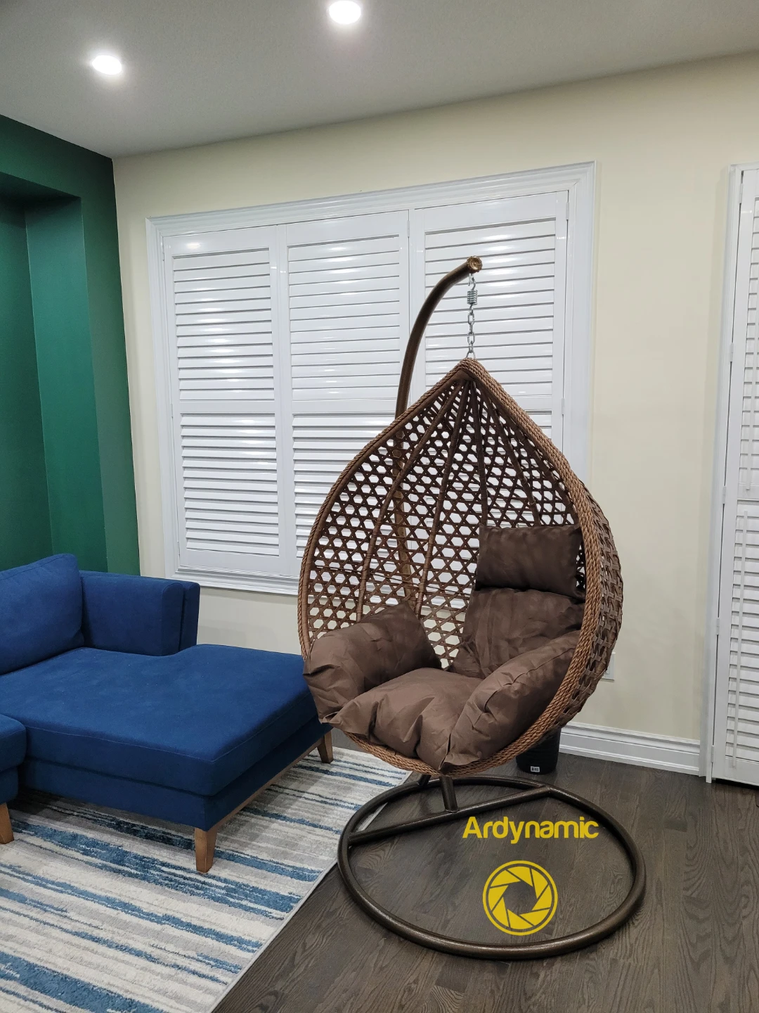 Wicker Hanging Egg Chair with Brown Cushions - photo 2