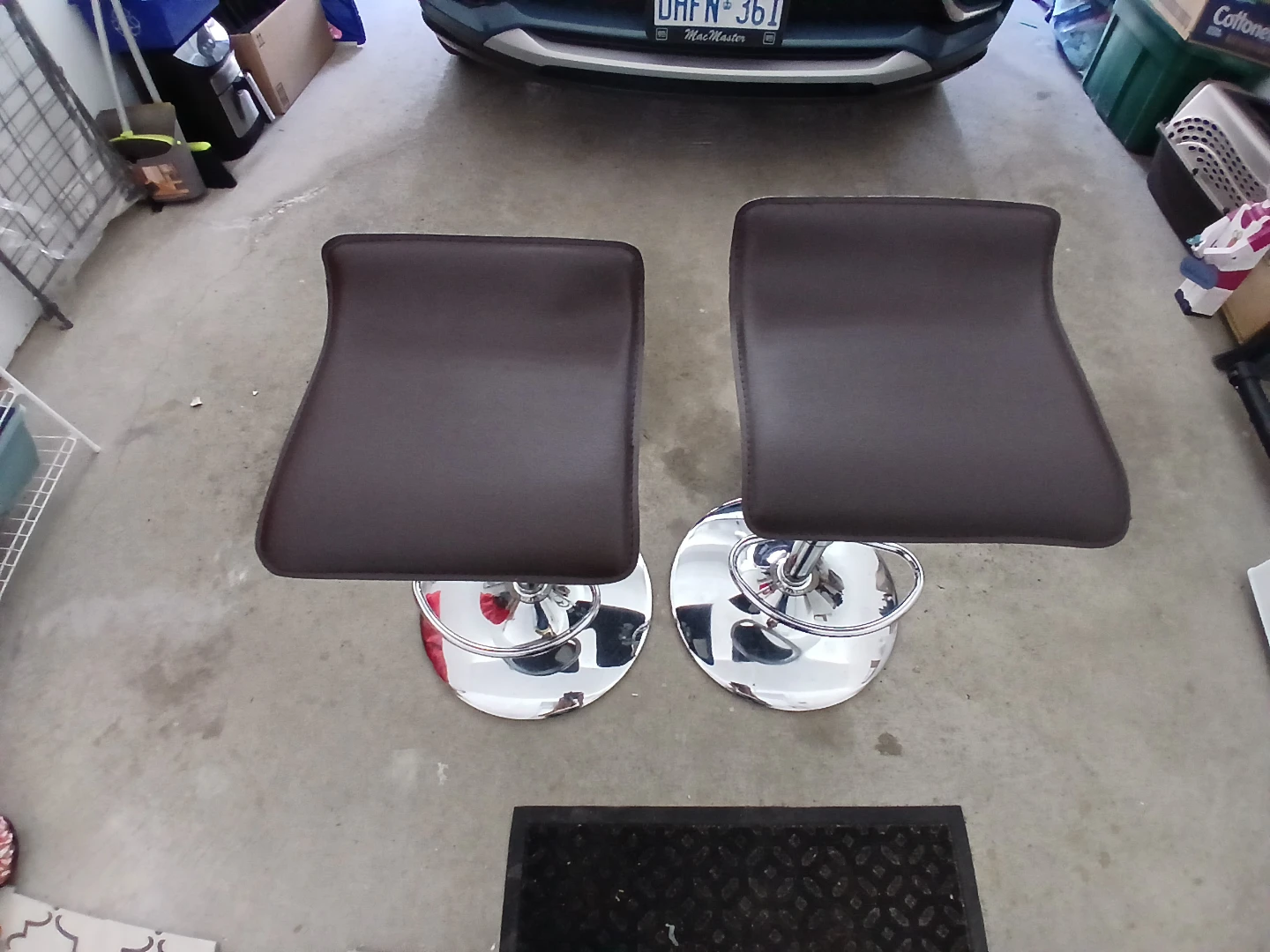Set of 2 Brown Adjustable Bar Stools