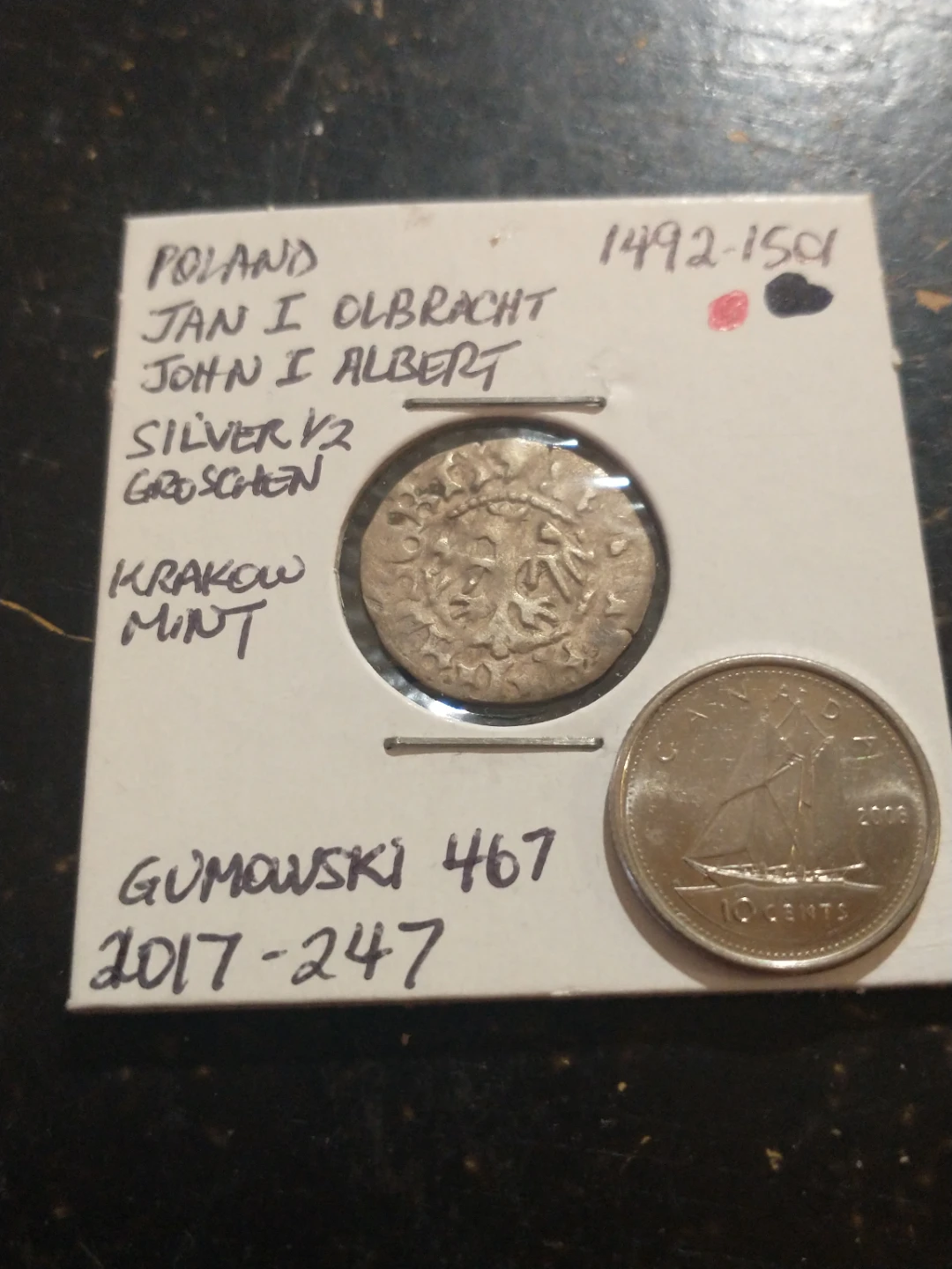 1482-1501 Poland John I Albert silver 1/2 groschen medieval coin - photo 3