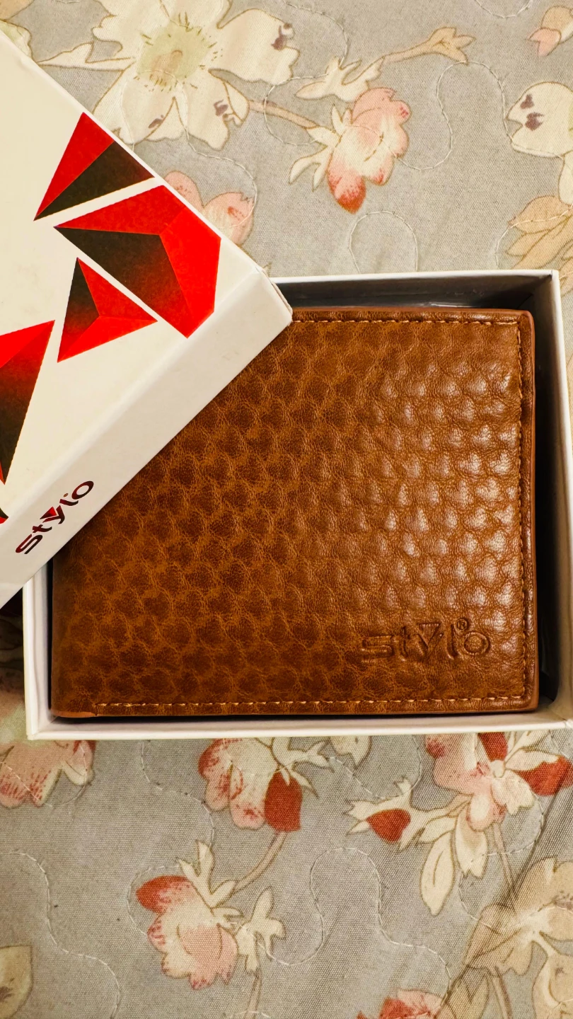 Stylo Men's Brown Faux Leather Bifold Wallet with Box