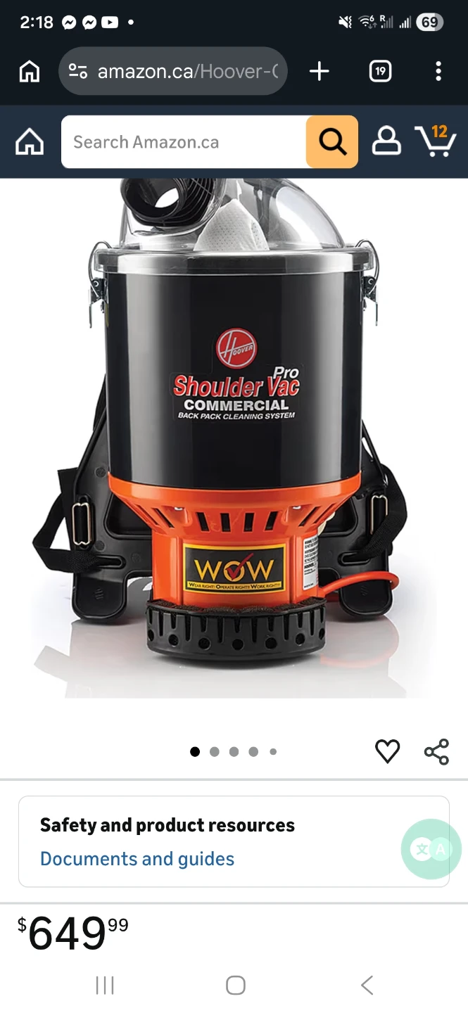 Hoover Pro Commercial Shoulder Vac Backpack Cleaning System - photo 2