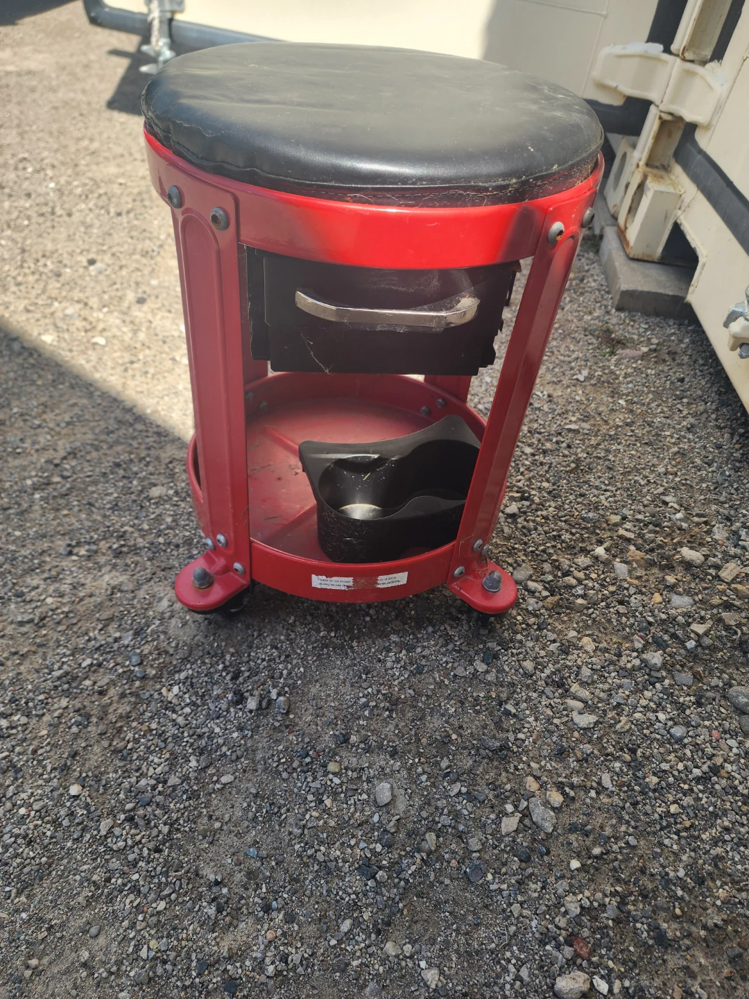 Red Rolling Mechanic's Stool with Storage