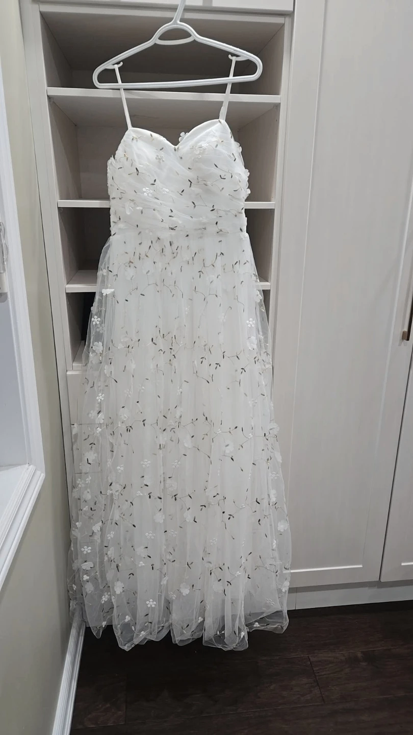White Embroidered Tulle Gown