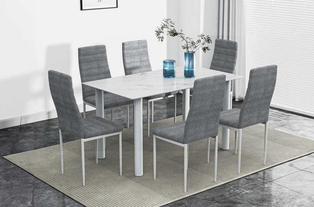 White Dining Set with 6 Chairs - photo 2