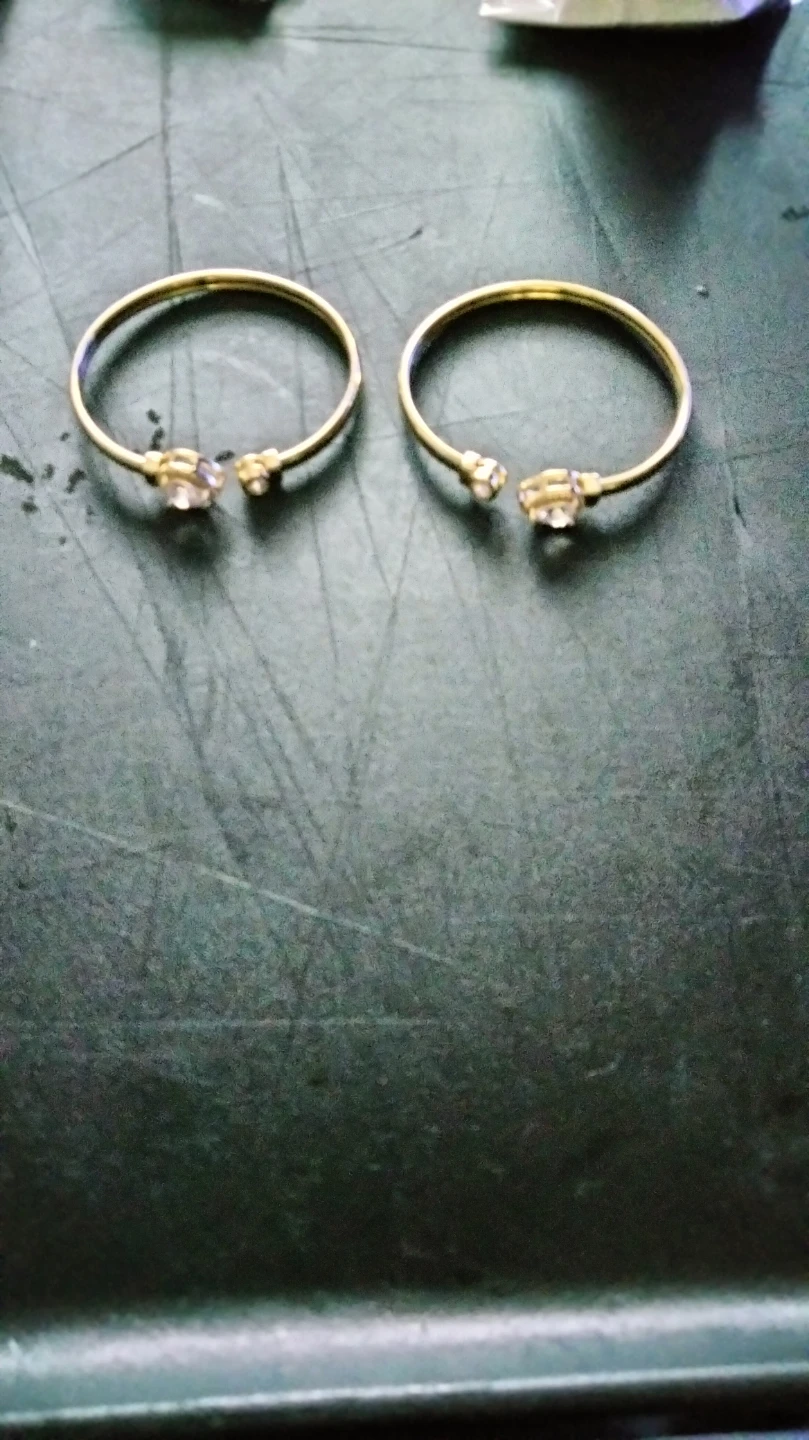 Gold Tone Bangles with Clear Stones (Set of 2)
