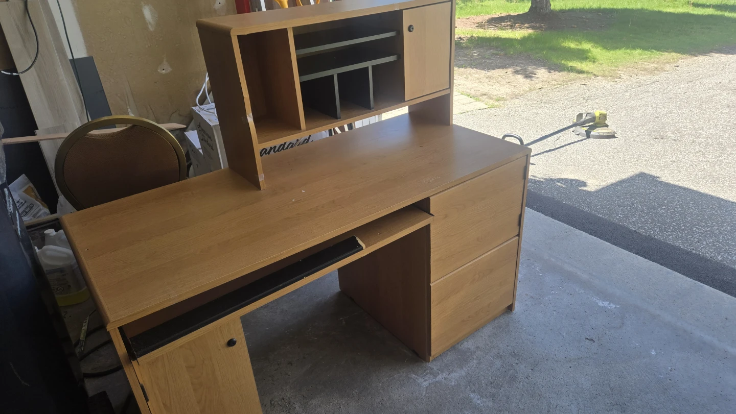 Wood Computer Desk with Hutch - photo 2
