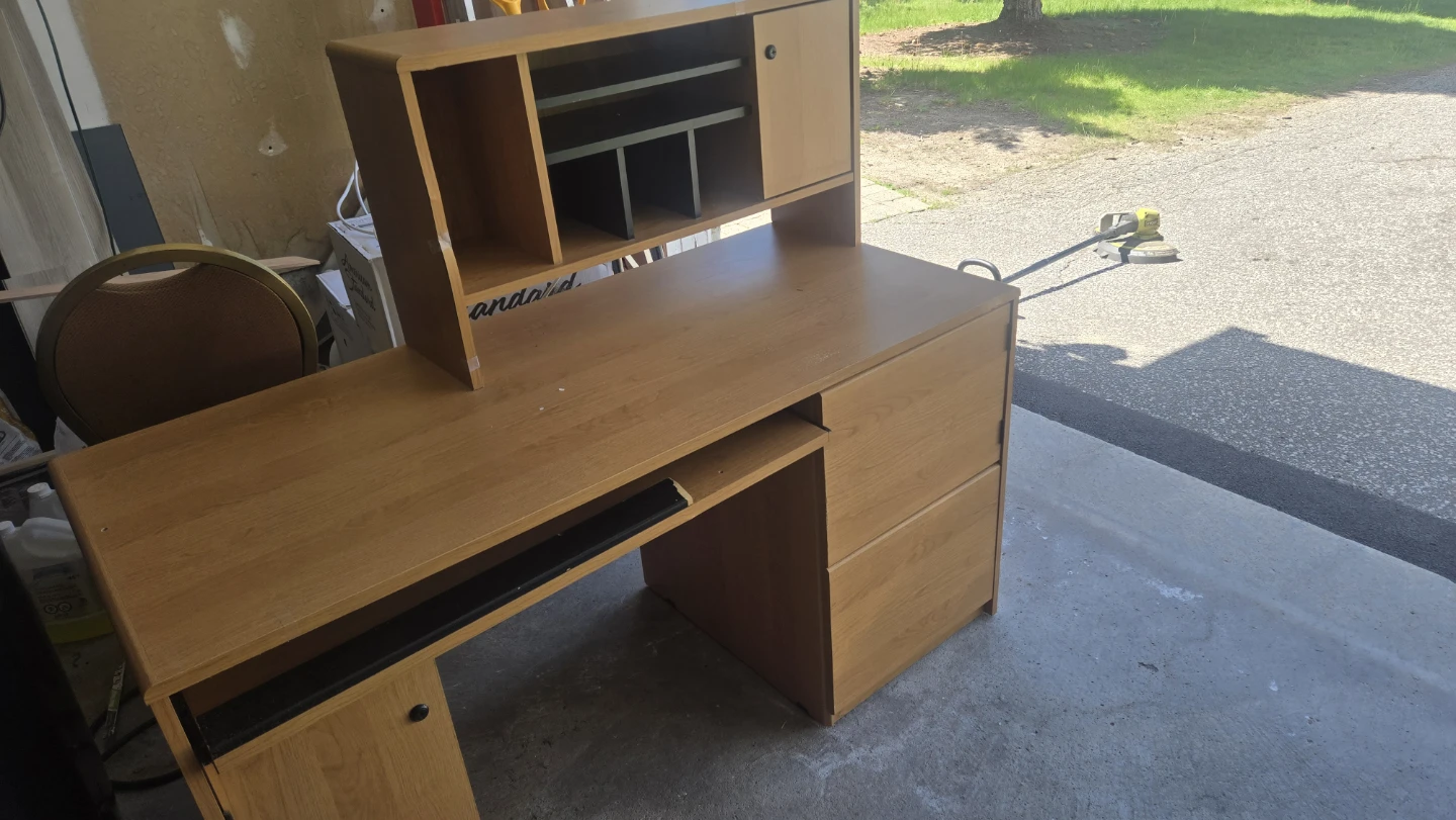 Wood Computer Desk with Hutch - photo 4