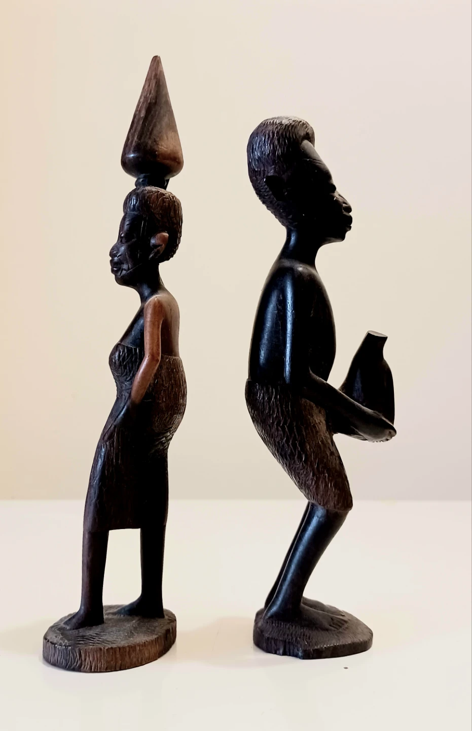 Makonde Hand Carved Wooden Figurine Set of 2 - photo 2