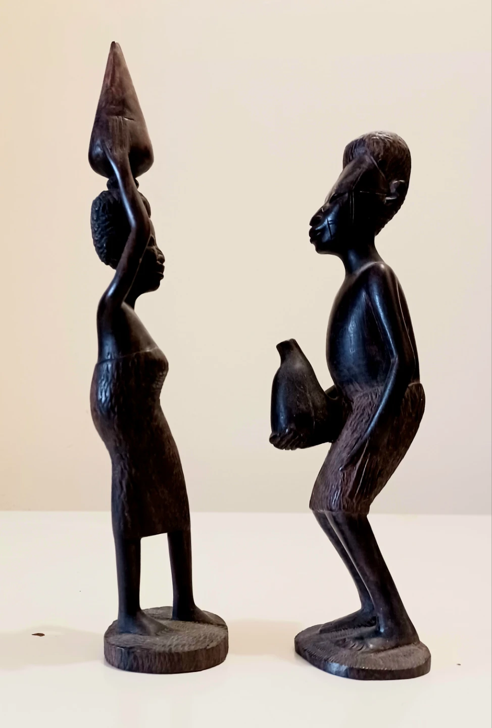 Makonde Hand Carved Wooden Figurine Set of 2 - photo 3