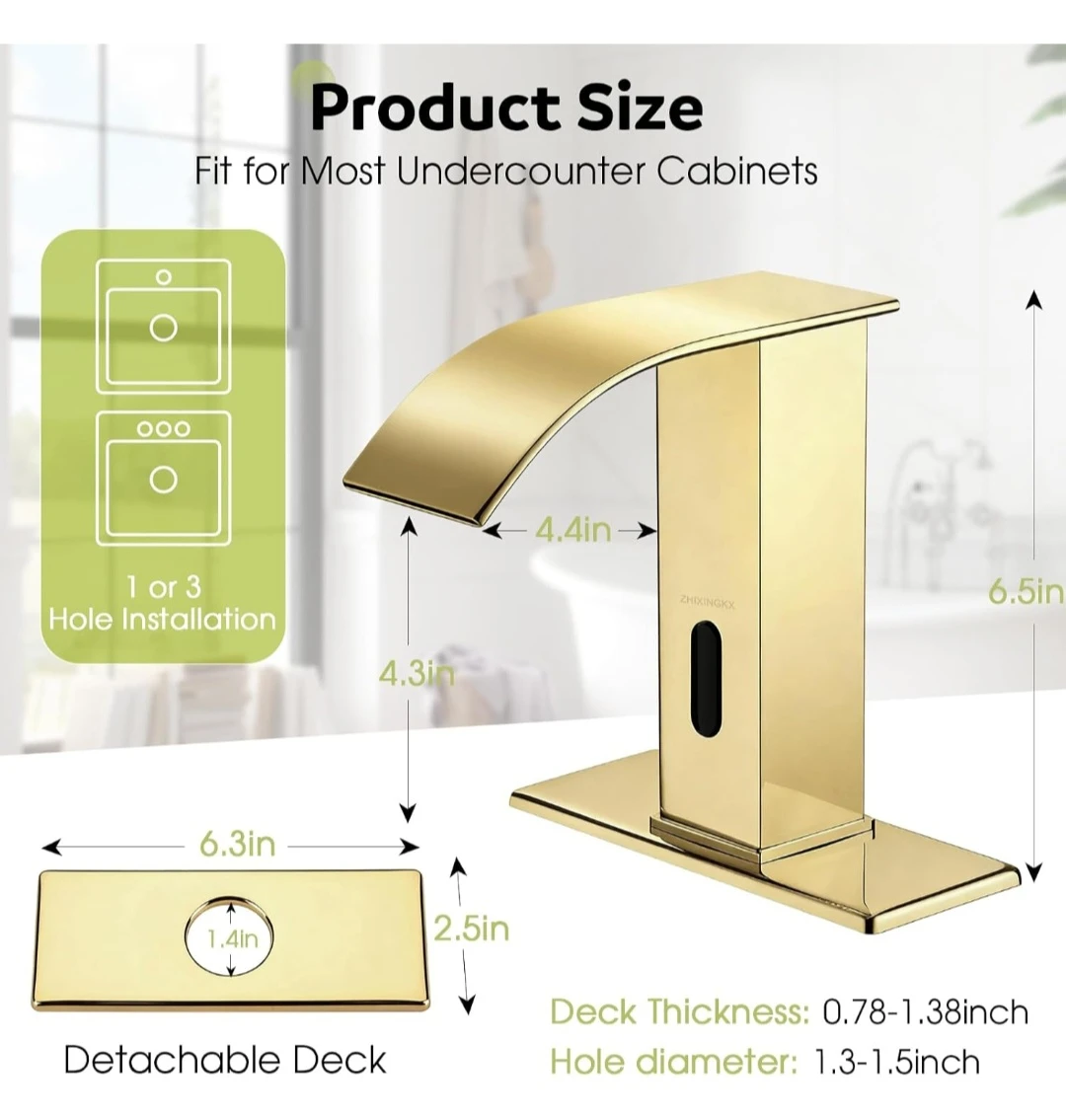 ZHIXINGKXX Gold Waterfall Faucet - Sensor Activated - photo 2