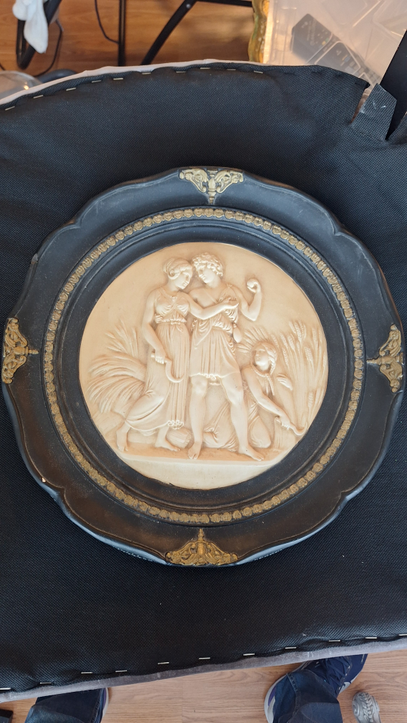 Framed Oval Bas-Relief Plaque