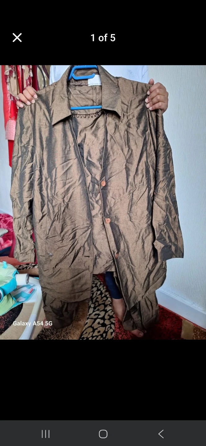 Brown Button-Up shirt with pants