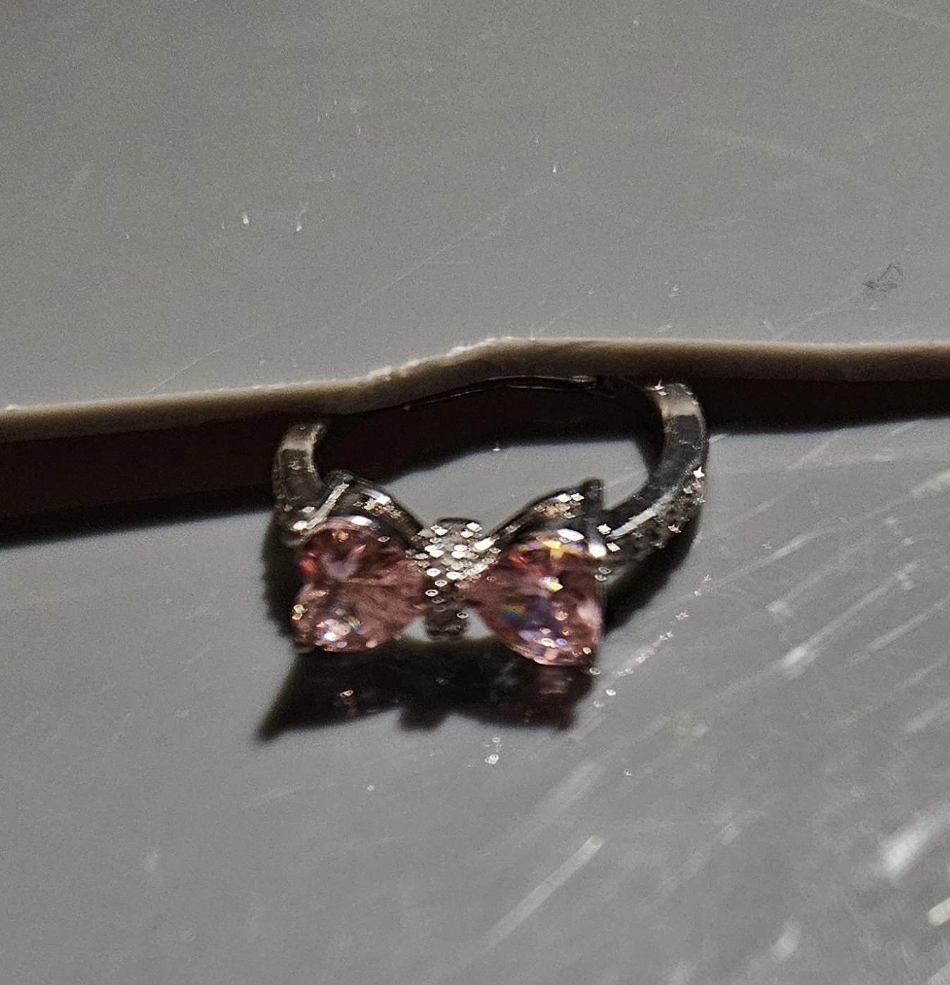 Silver Bow Ring with Pink Stones - photo 3