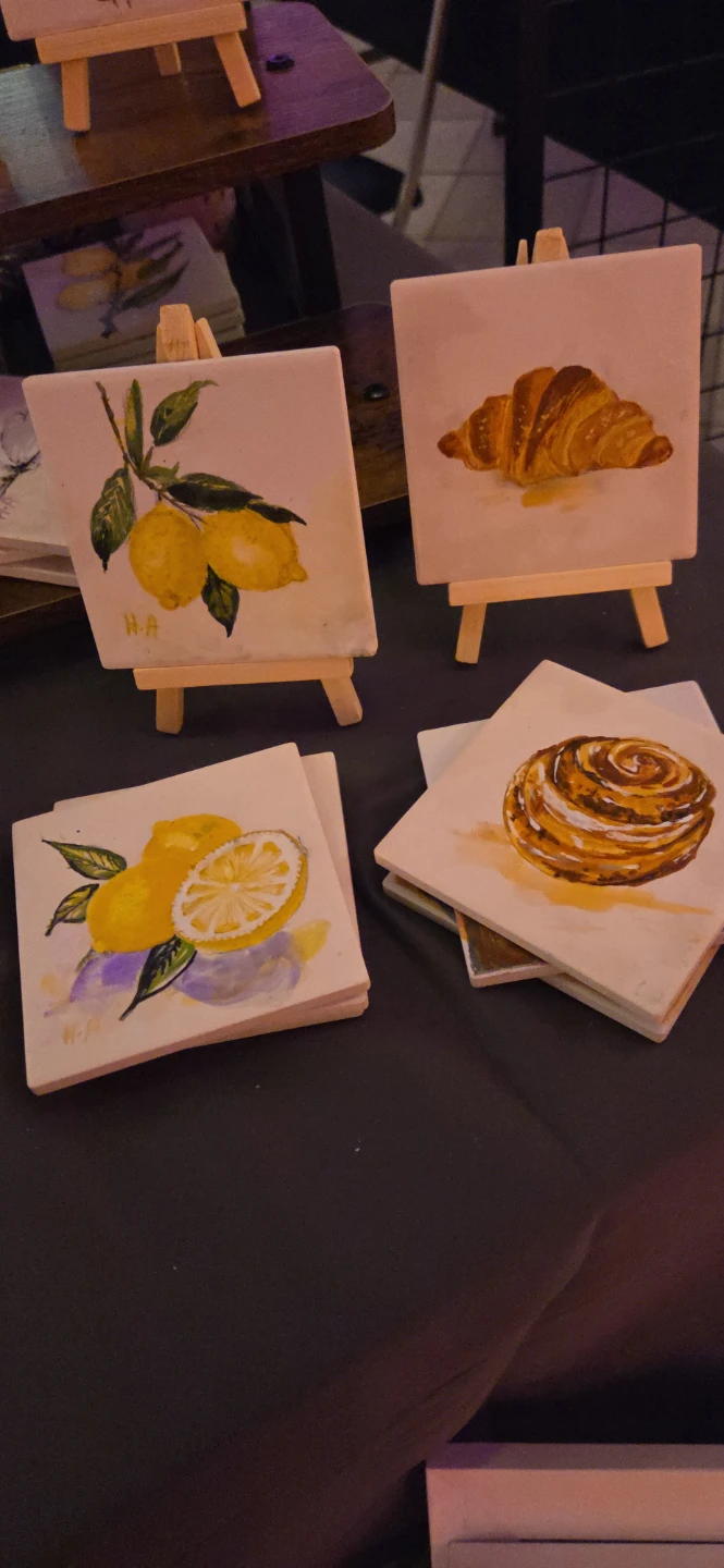 Hand-Painted Ceramic Coasters - Set of 4