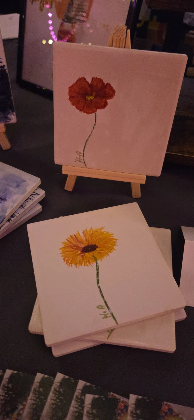 Hand-Painted Ceramic Coasters - Set of 4 - photo 2