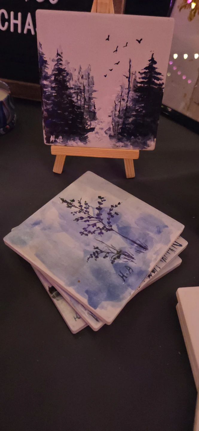 Hand-Painted Ceramic Coasters - Set of 4 - photo 3