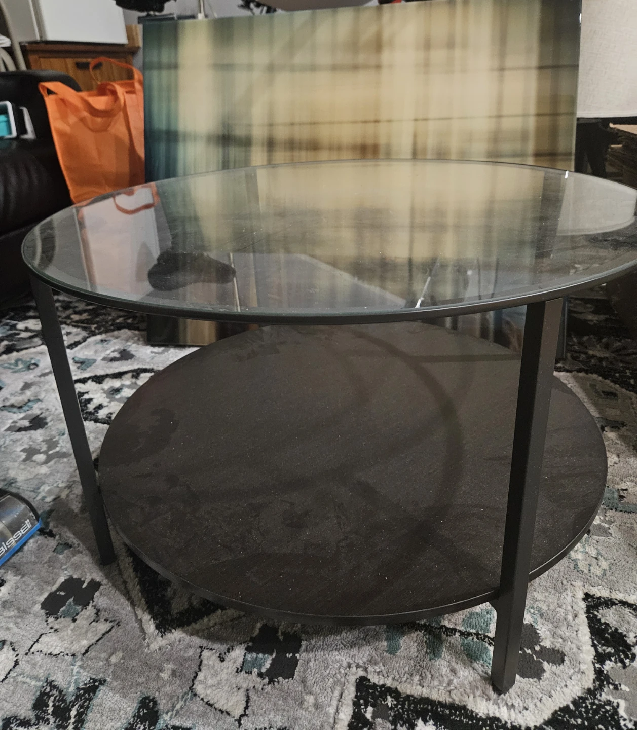 Round Glass Coffee Table with Lower Shelf - photo 2