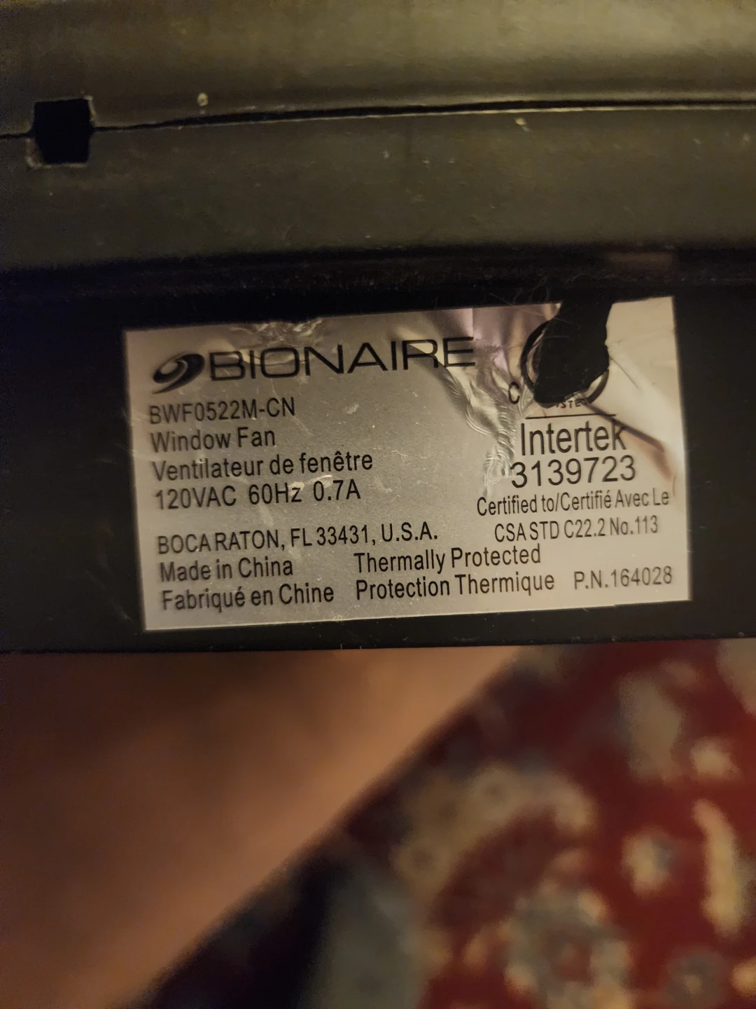 Bionaire Window Fan BWF0522M-CN - photo 3