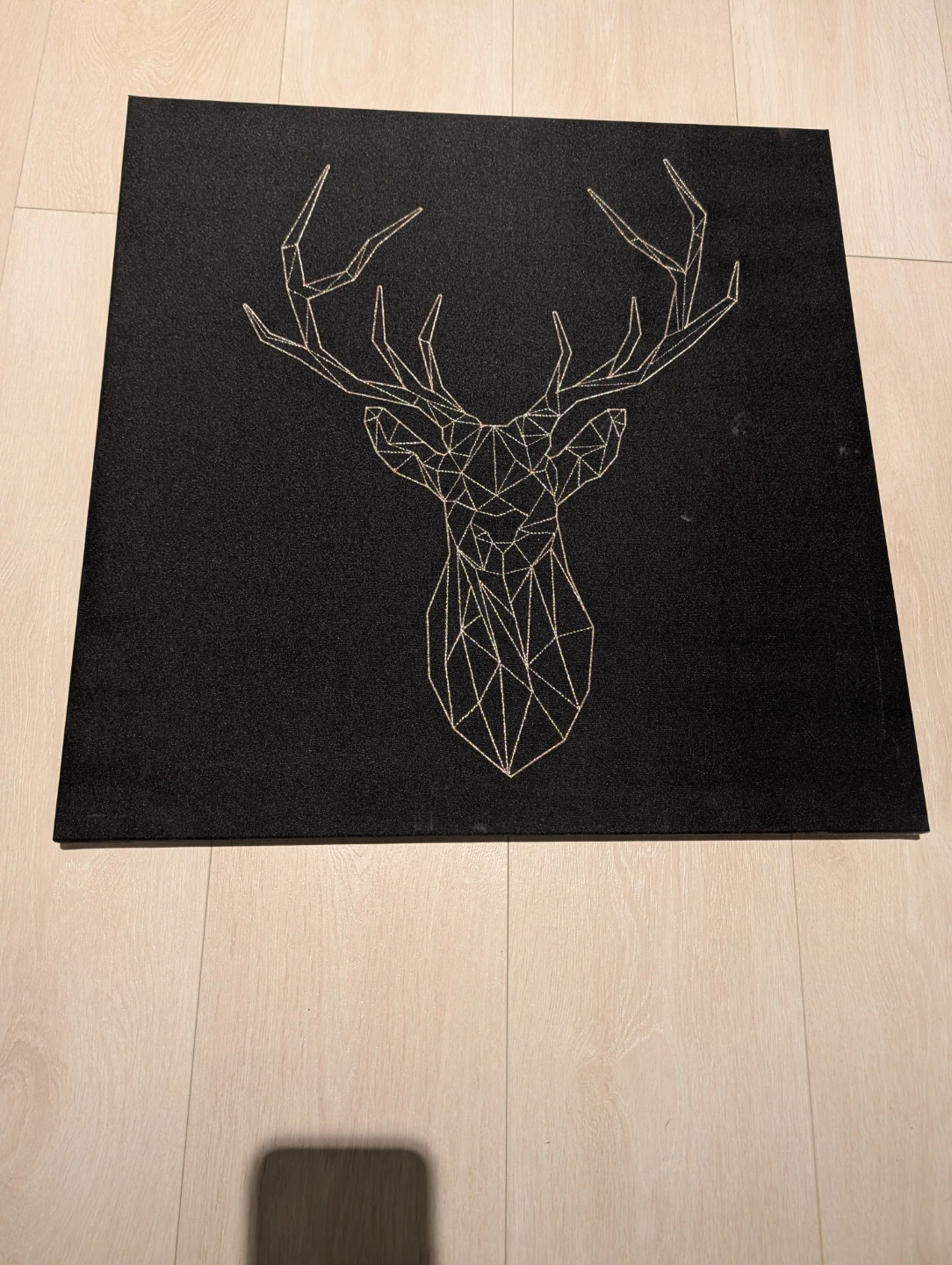 Black Doormat with Geometric Deer Head Design