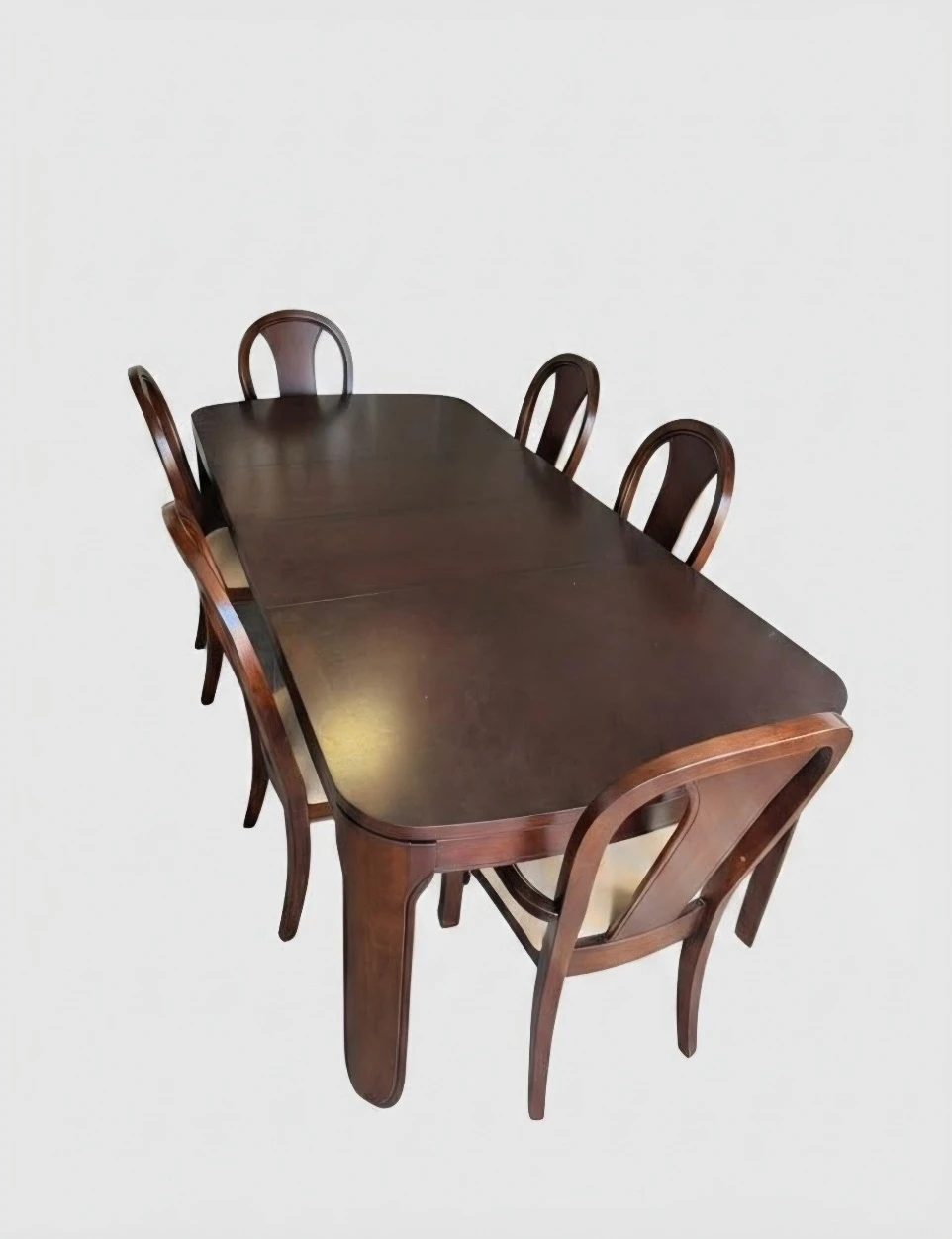 Dark Wood Dining Table Set with 6 Chairs