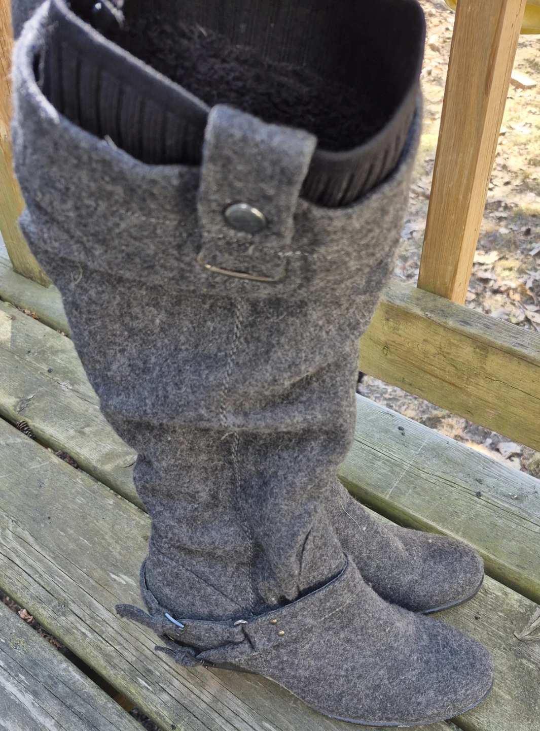 Grey Felt Wedge Boots Size 40 - photo 2