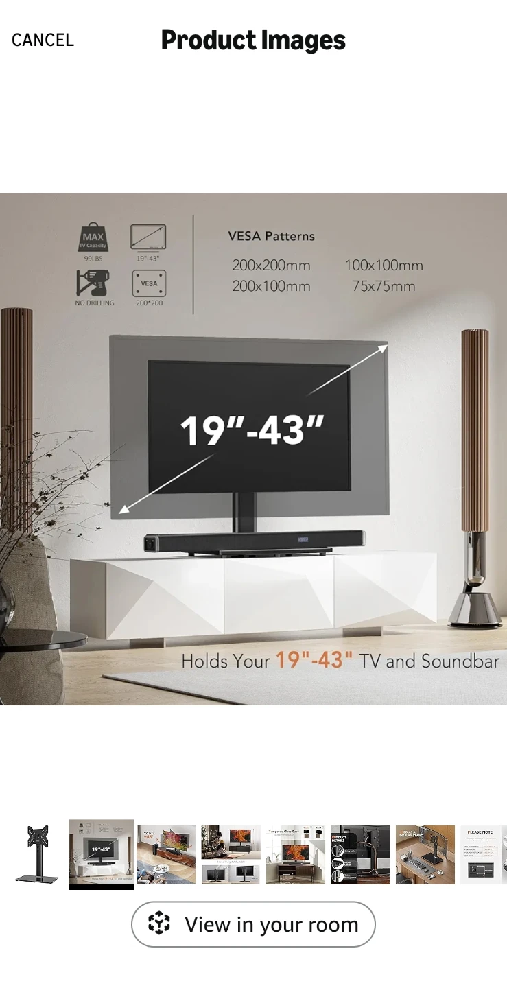 Universal Swivel TV Stand for 19"-43" TVs - photo 4