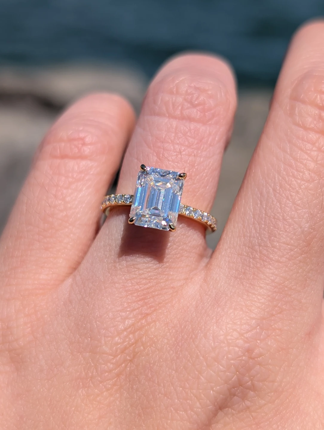 3ct Emerald Cut Moissanite Engagement Ring | 925 Sterling Silver - photo 3