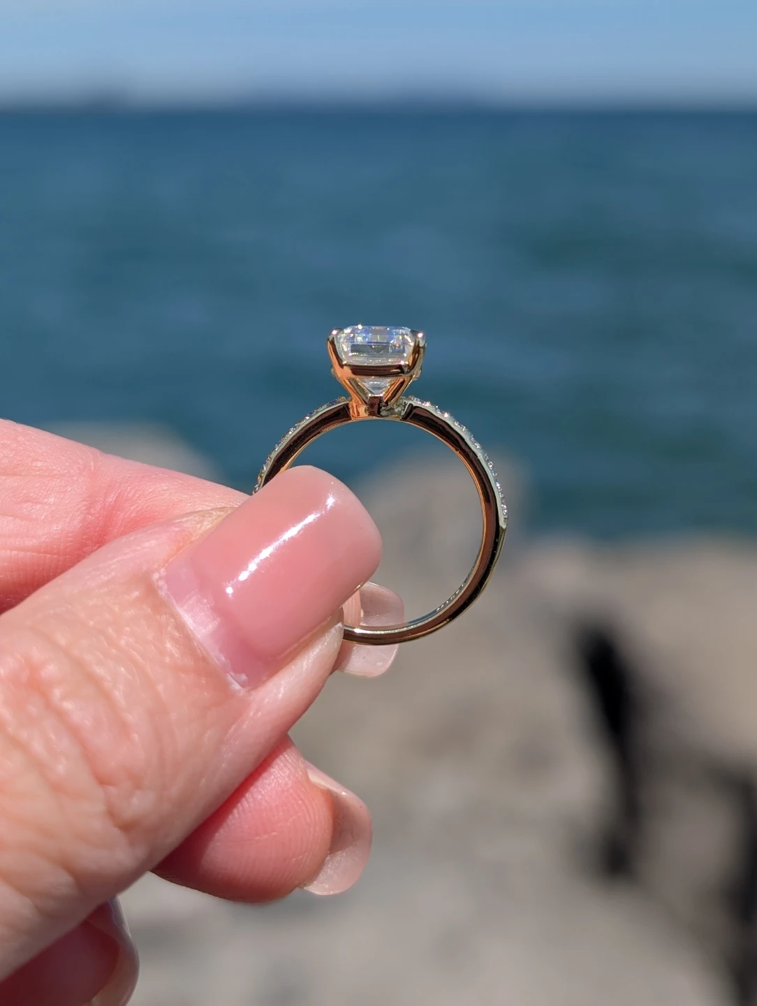 3ct Emerald Cut Moissanite Engagement Ring | 925 Sterling Silver - photo 4
