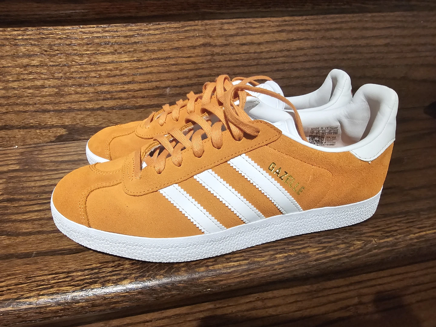 Womens Adidas Gazelle Orange Suede Sneakers