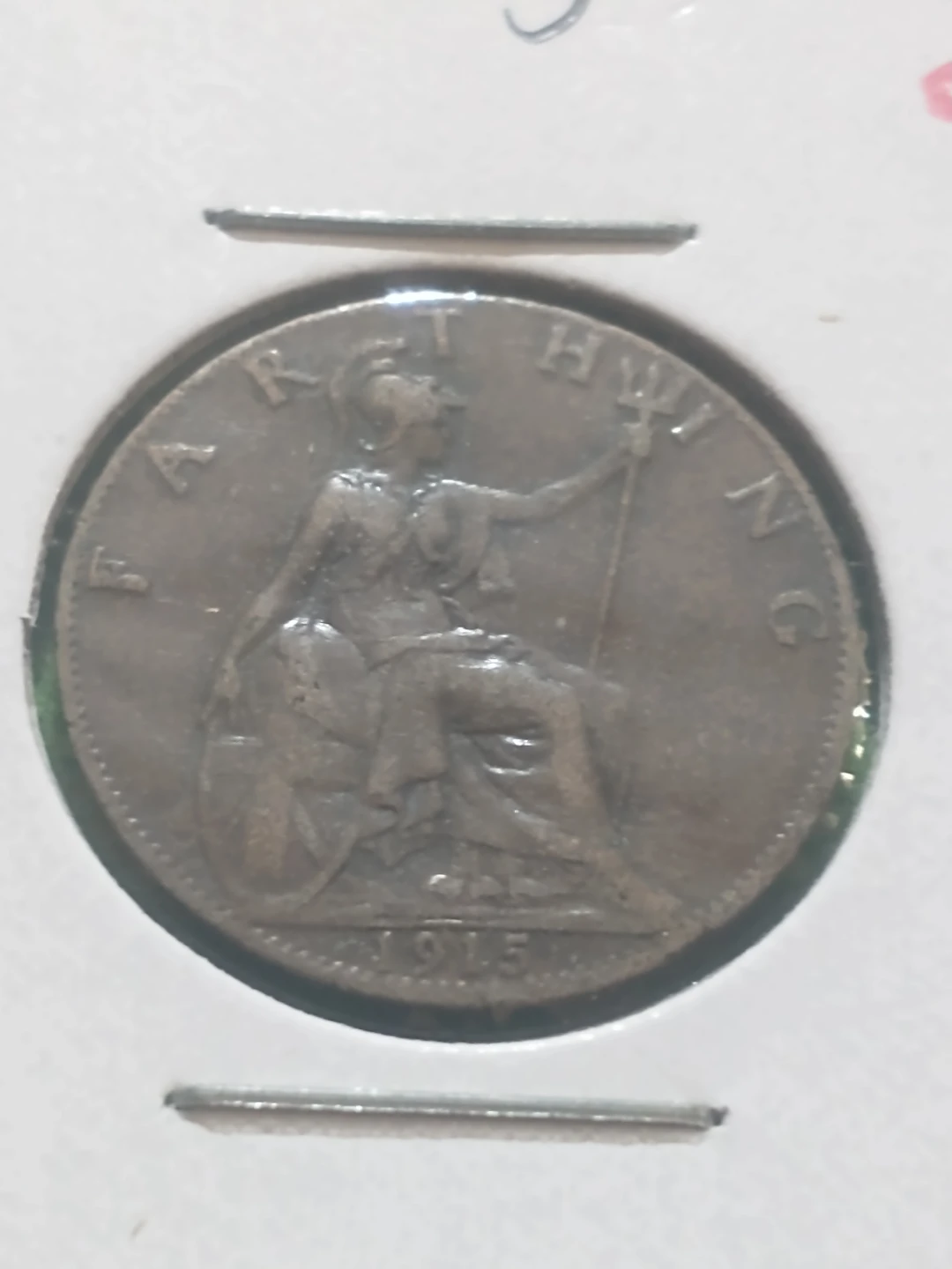 1915 George V English Farthing Coin