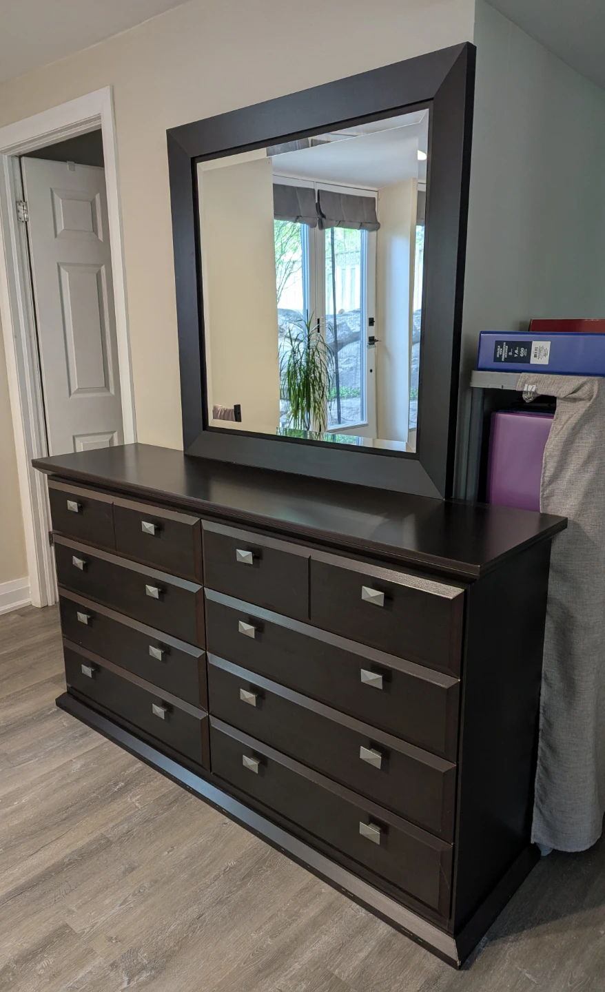 Dark Brown Dresser with Mirror