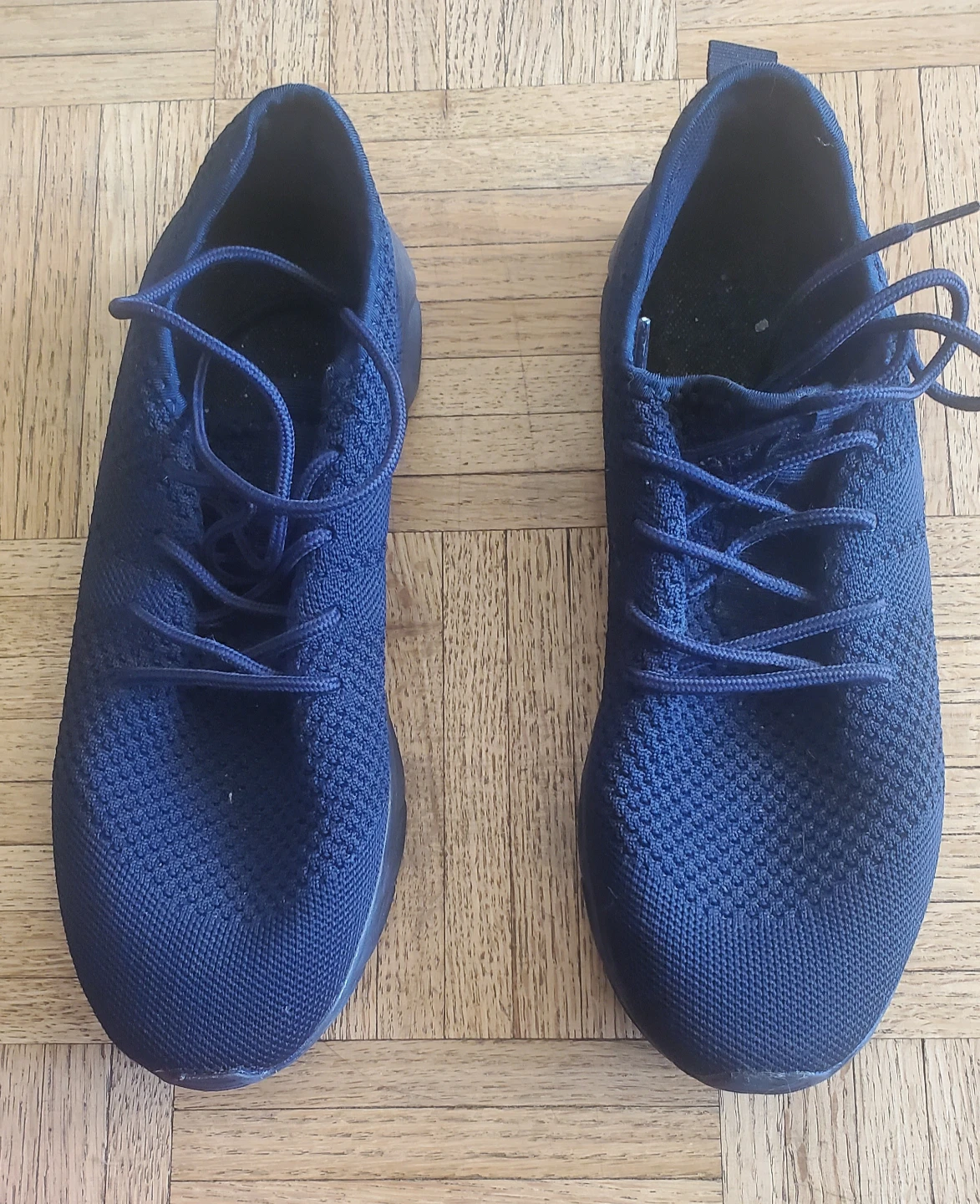 Navy Blue Knit Sneakers