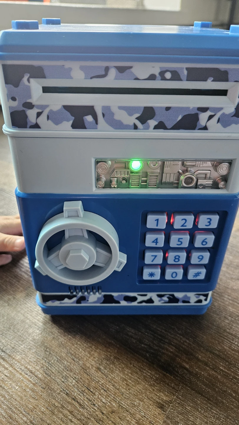 Blue Camo Electronic Piggy Bank Safe with Keypad