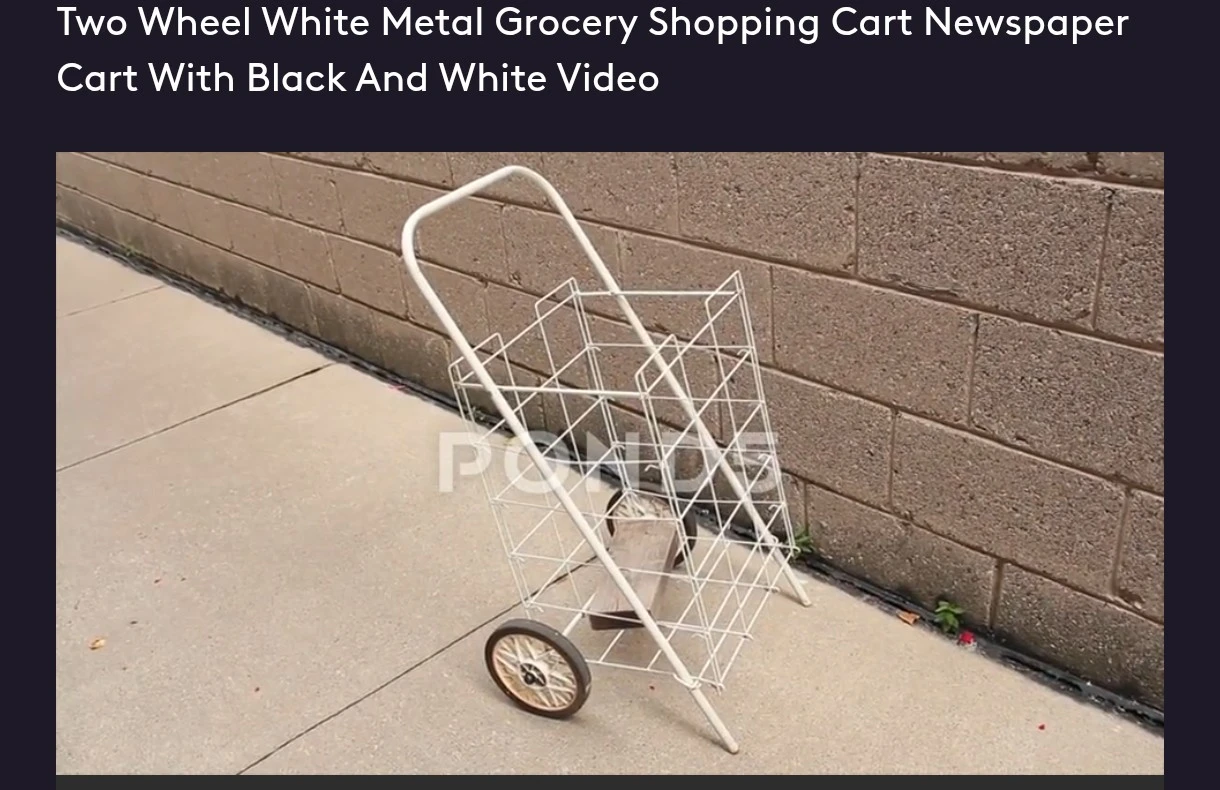 White Metal Folding Shopping Cart with Wheels