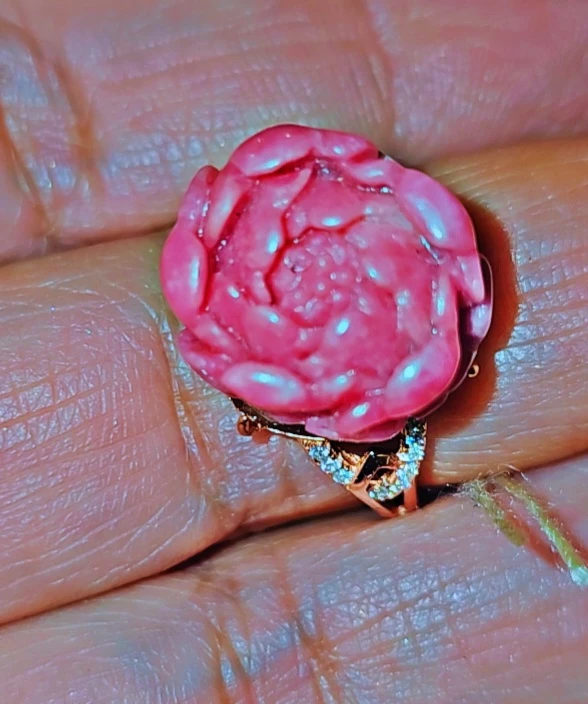 Rhodonite Crystals ring S925 sterling silver in rise gold polish - photo 3