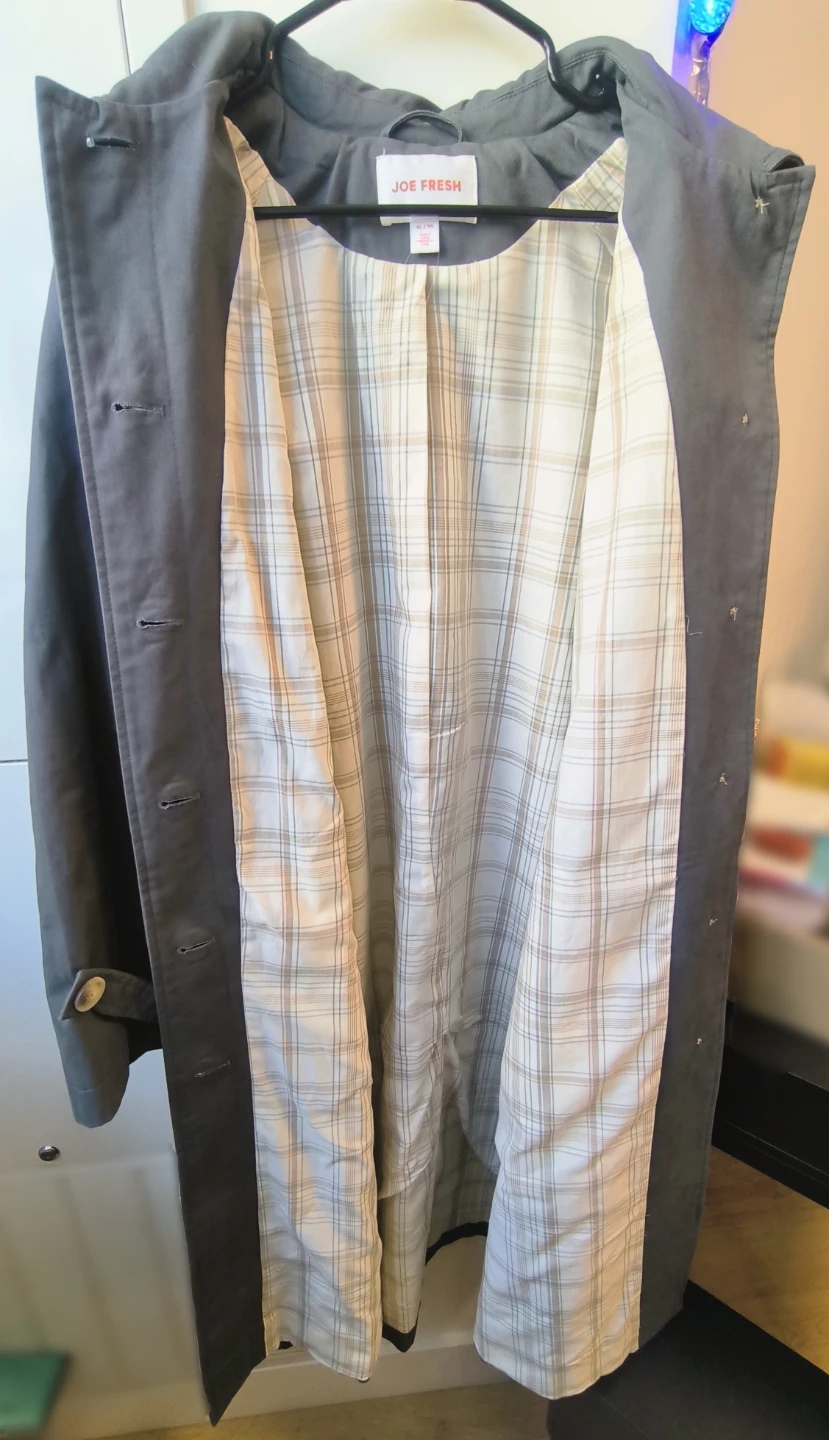 Joe Fresh Gray Trench Coat XL - photo 2