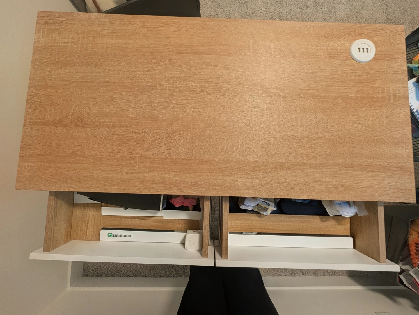Compact Wood and White Desk with 2 Drawer - photo 3