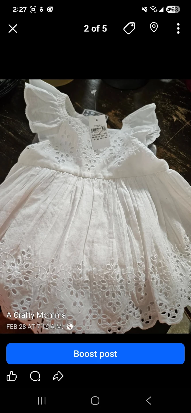 White Baby Dress with Bloomers 3-6 Months