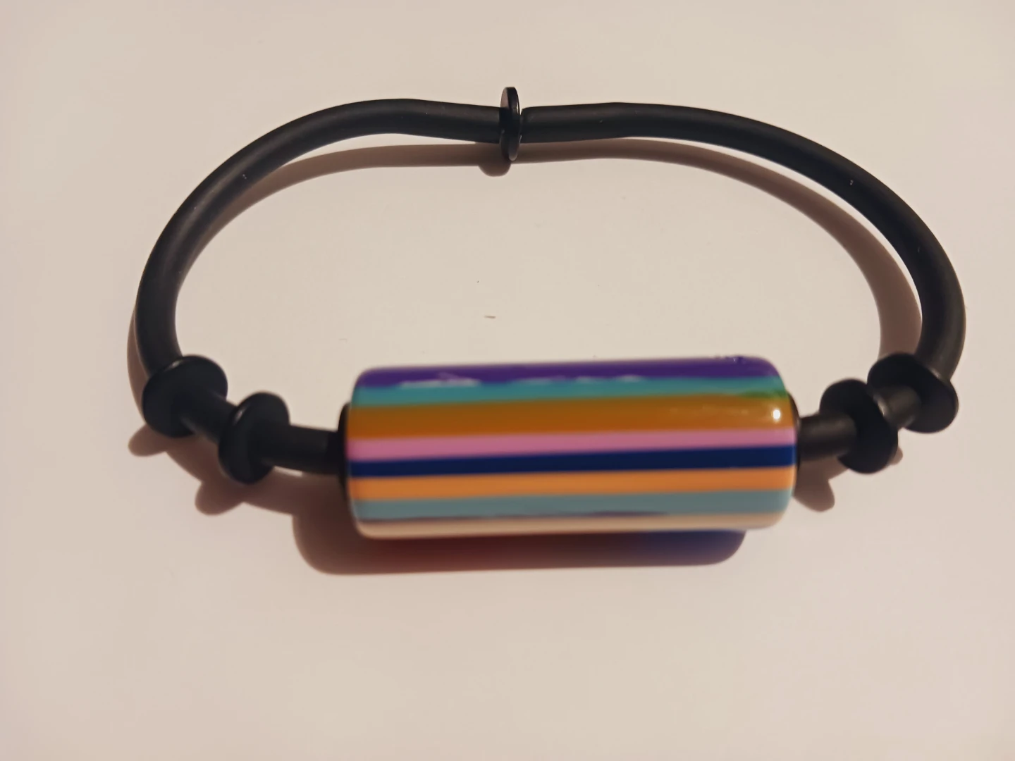 Unique One of a Kind Striped Cylinder handmade Bracelet
