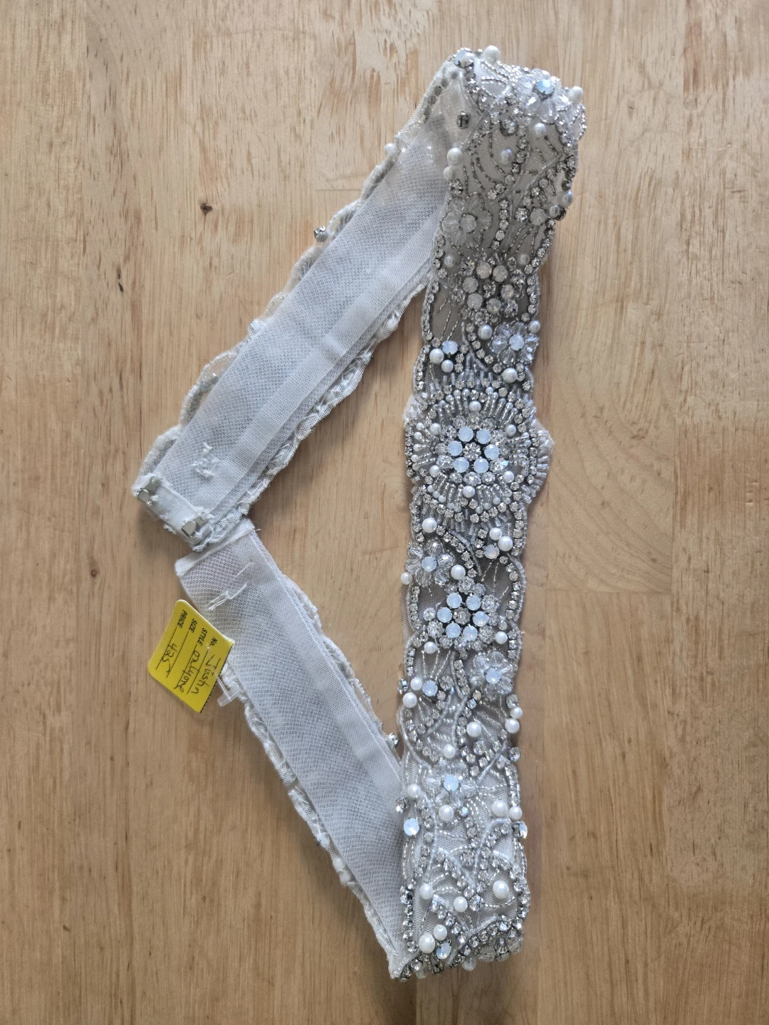 Embellished Bridal Sash Belt with Pearls and Rhinestones - photo 4
