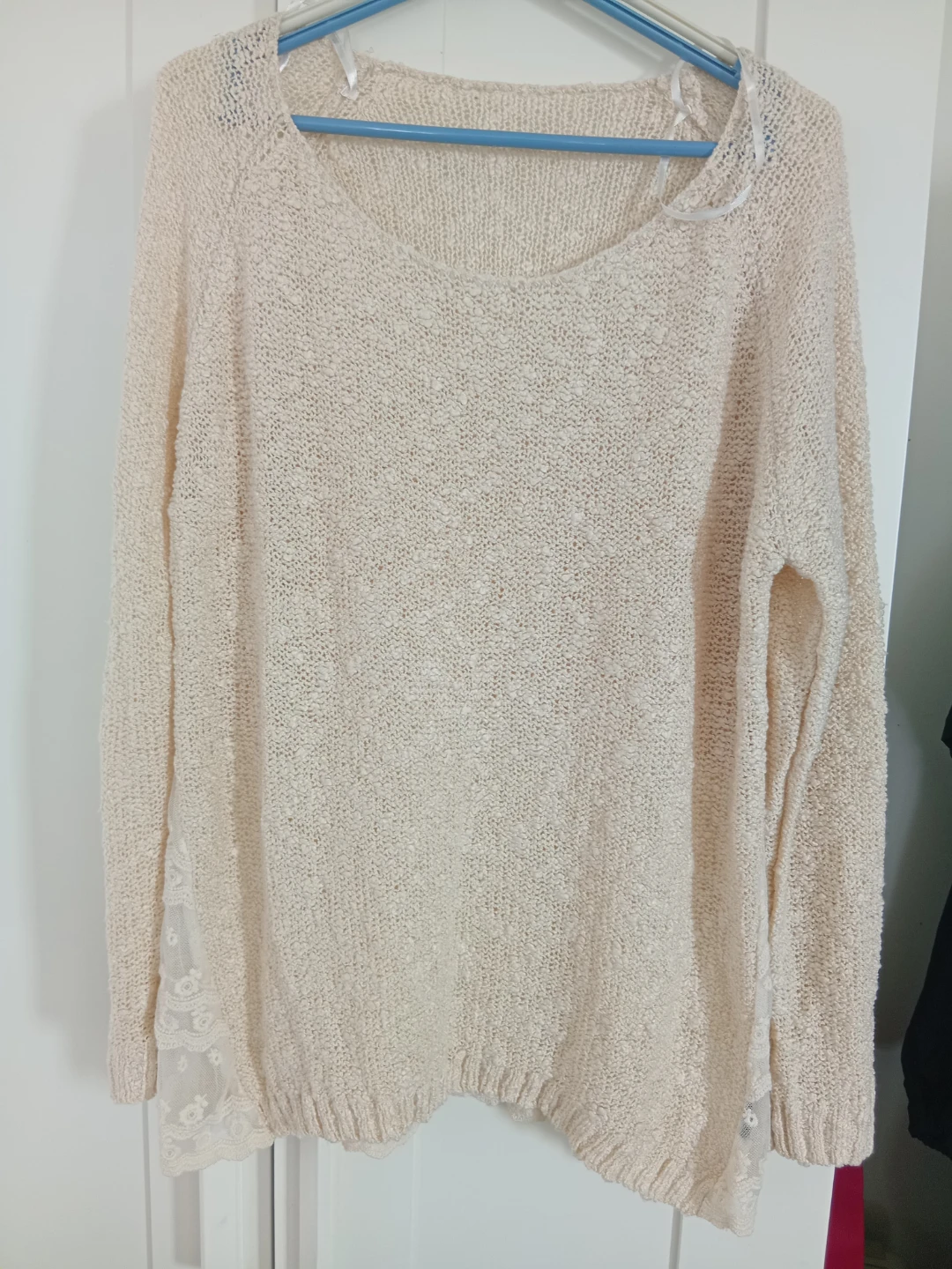 Cream Lace Detail Knit Sweater