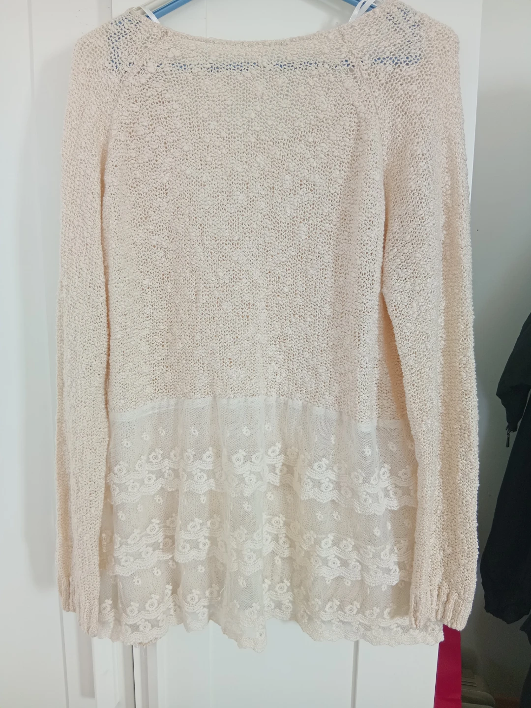 Cream Lace Detail Knit Sweater - photo 2