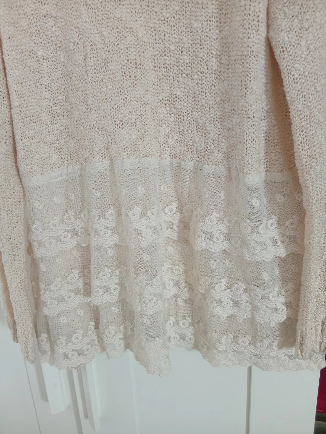 Cream Lace Detail Knit Sweater - photo 3