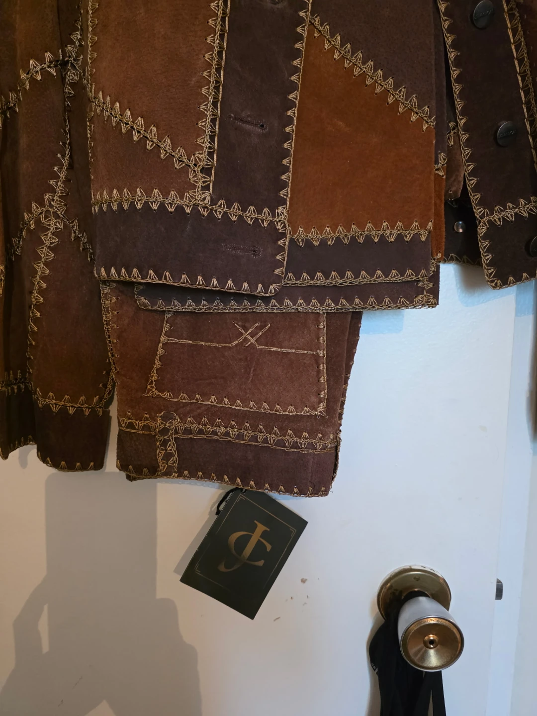 Jean-Cal Suede Patchwork Jacket and Pants Set - photo 2