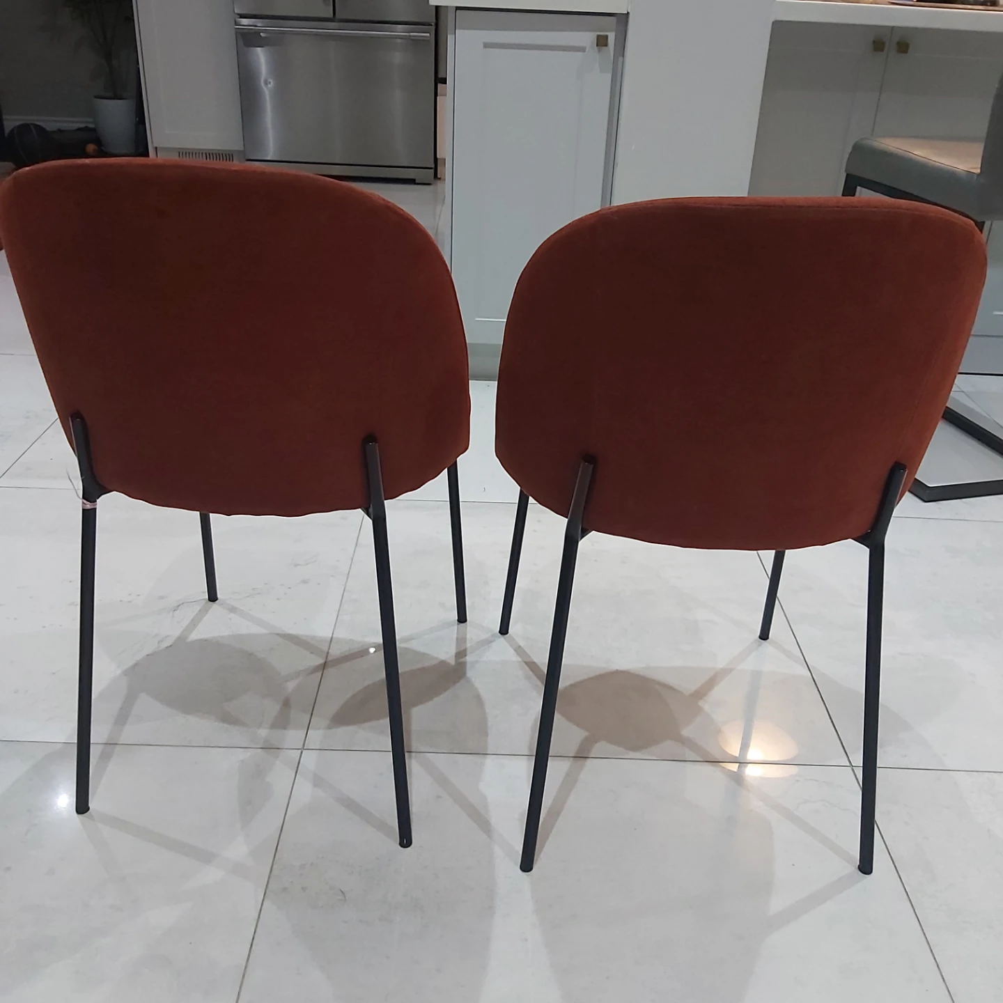 Pair of Upholstered Dining Chairs - Reddish-Brown - photo 2
