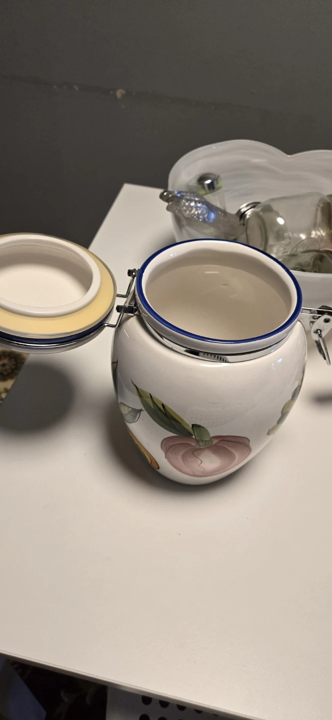 Ceramic Kitchen Canister Set with Fruit and Olive Designs - photo 4