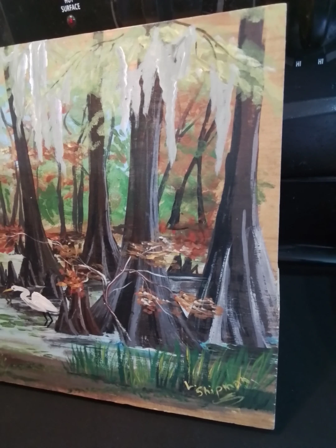 Swamp Scene with Boars and Egret by V. Shipman - photo 5